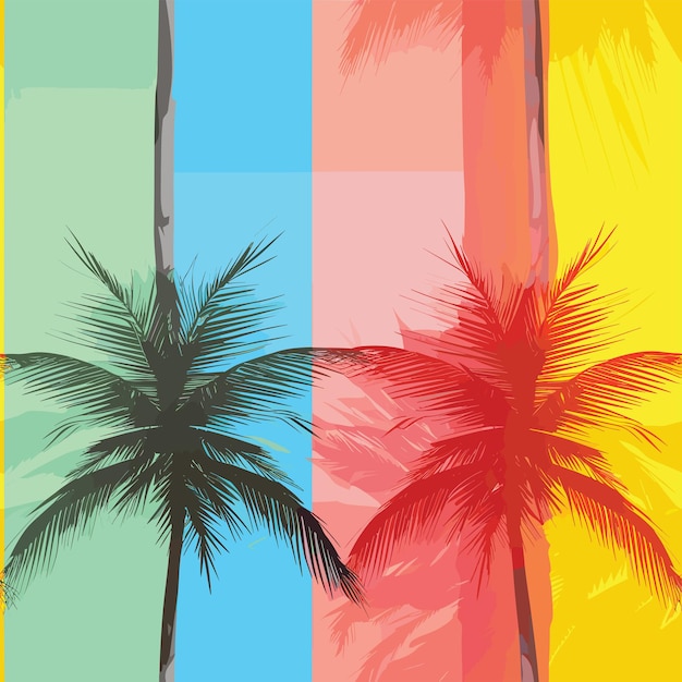 Vector seamless colorful hawaii palms pattern