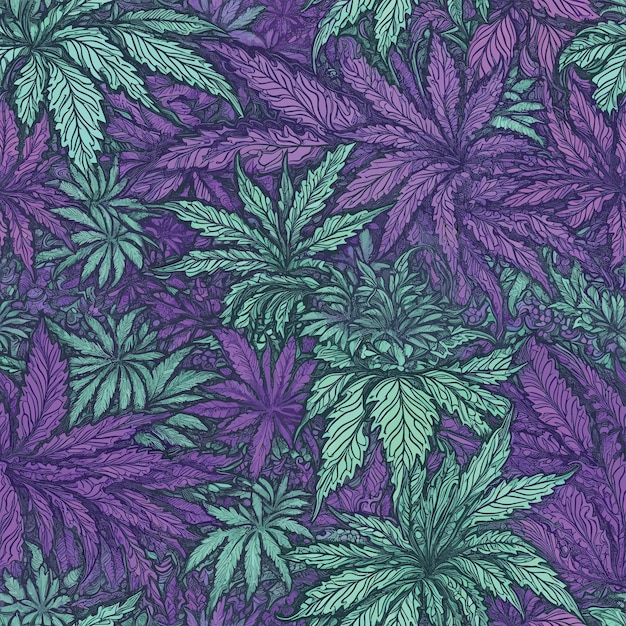 Vector seamless colorful marijuana pattern