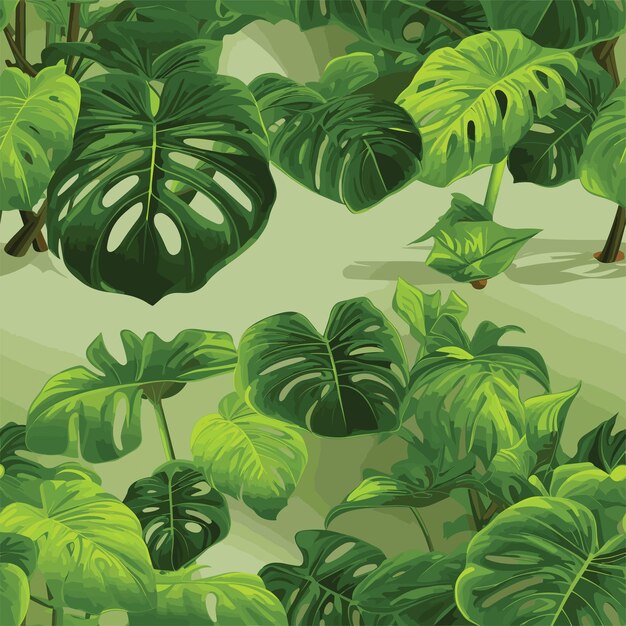 Vettore modello monstera colorato senza soluzione di continuità