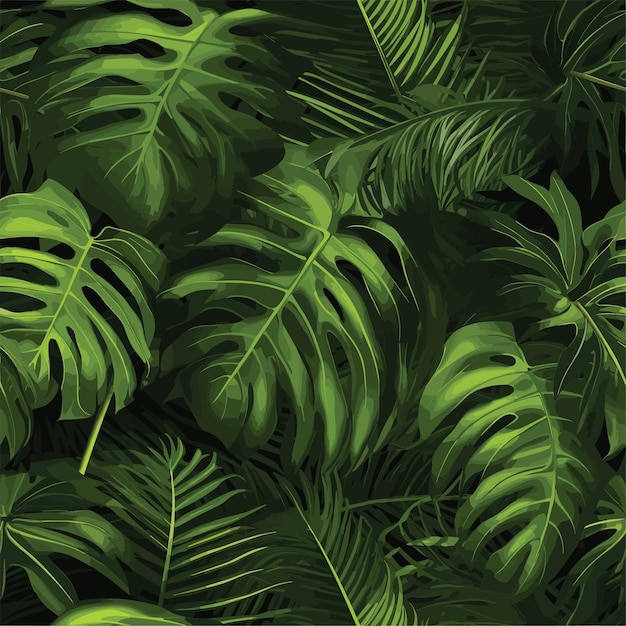 Vector seamless colorful monstera pattern