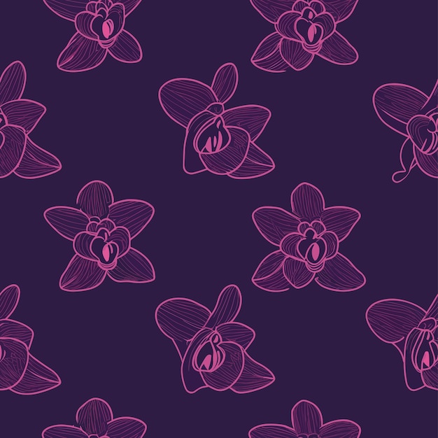 Vector seamless colorful orchid pattern