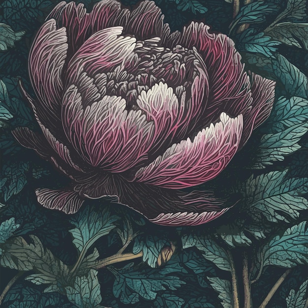 Vector seamless colorful peony pattern