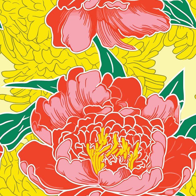 Seamless Colorful Peony Pattern