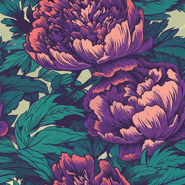 Seamless Colorful Peony Pattern