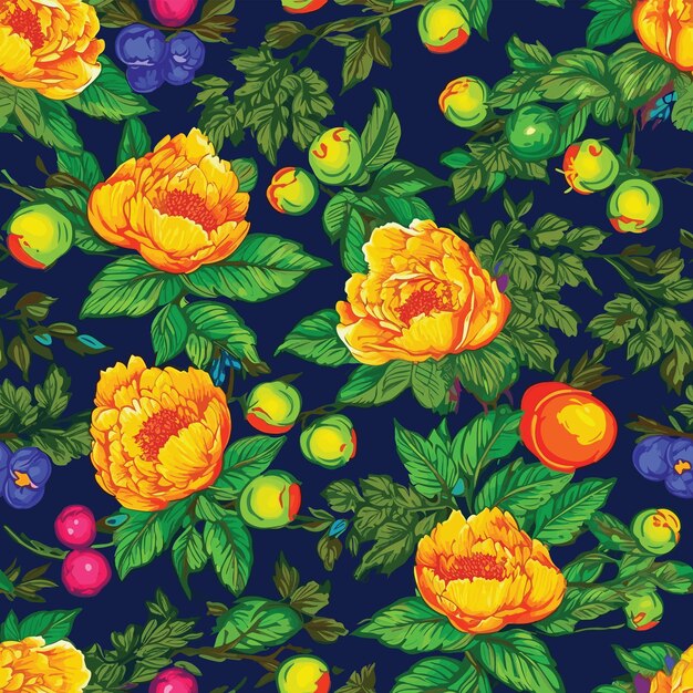 Seamless Colorful Peony Pattern