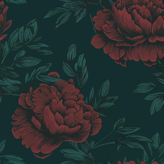 Seamless Colorful Peony Pattern