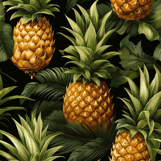 Vettore disegno colorato di ananas senza cuciture