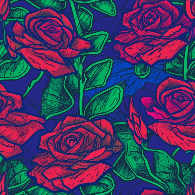 Premium Vector | Seamless colorful roses pattern