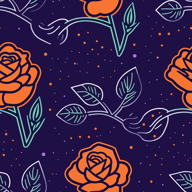 Seamless Colorful Roses Pattern