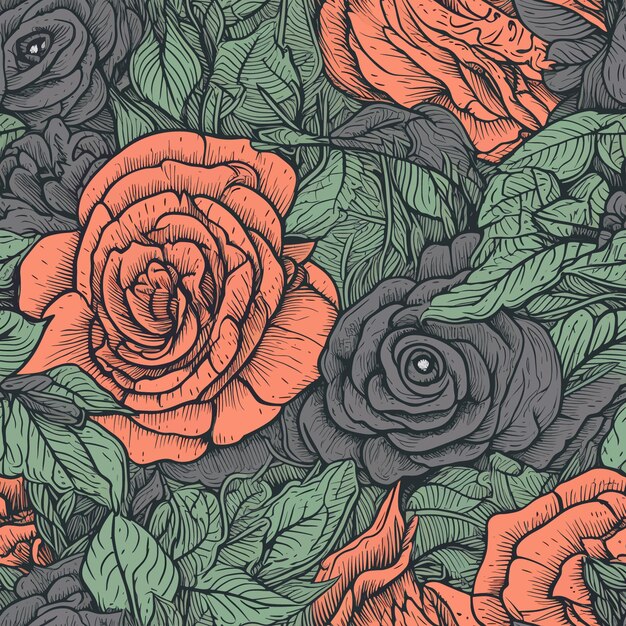 Seamless colorful roses pattern