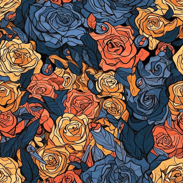 Seamless Colorful Roses Pattern