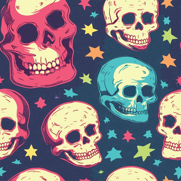 Seamless Colorful Skull Pattern