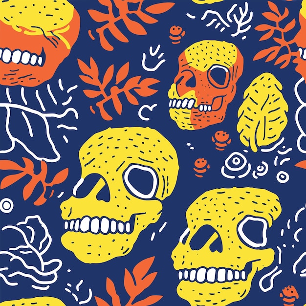 Seamless colorful skull pattern