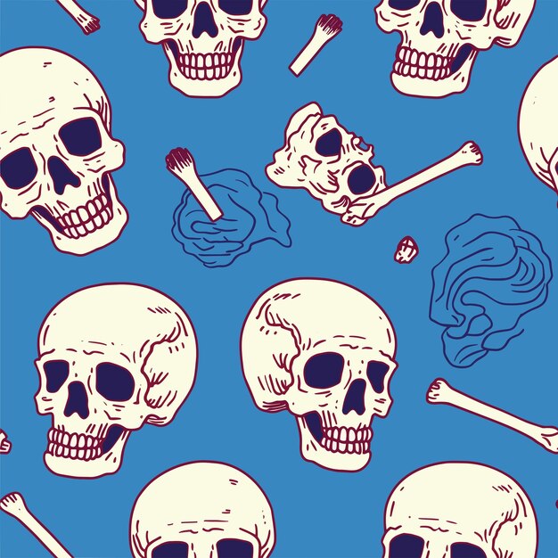 Vector seamless colorful skull pattern