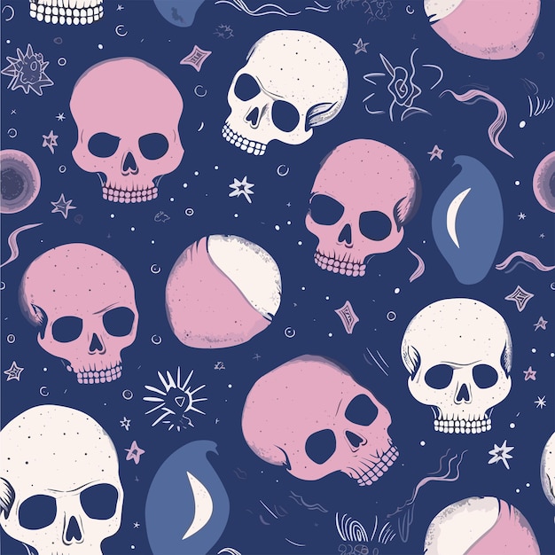 Seamless Colorful Skull Pattern