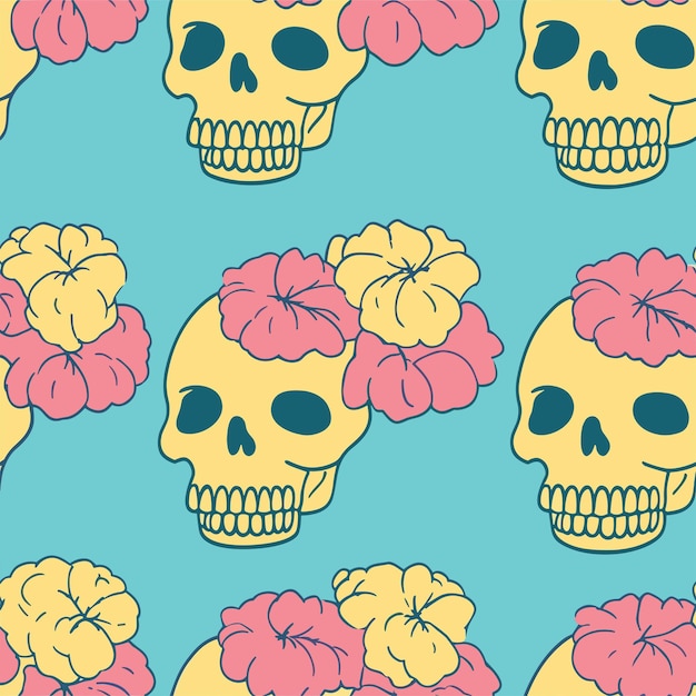 Seamless colorful skull pattern