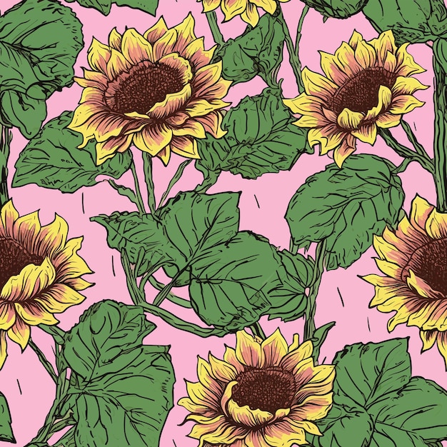 Seamless Colorful Sunflower Pattern