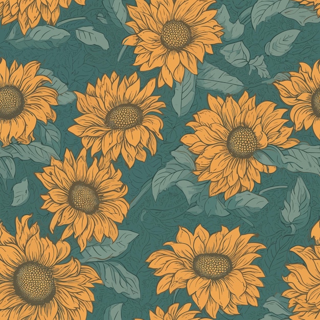 Premium Vector | Seamless colorful sunflower pattern