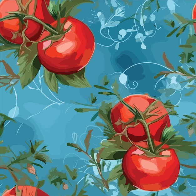 Вектор Бесшовный цветный рисунок помидоров