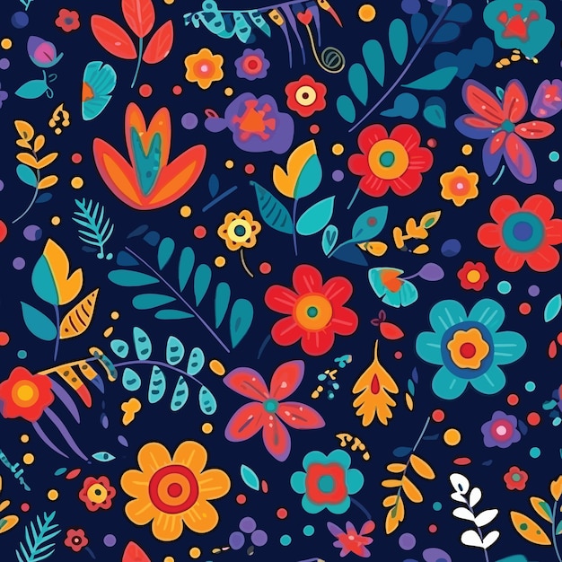 Seamless colorful tropical floral pattern