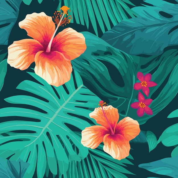 Seamless Colorful Tropical Floral Pattern