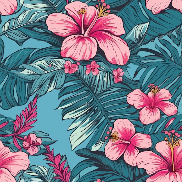 Seamless Colorful Tropical Floral Pattern