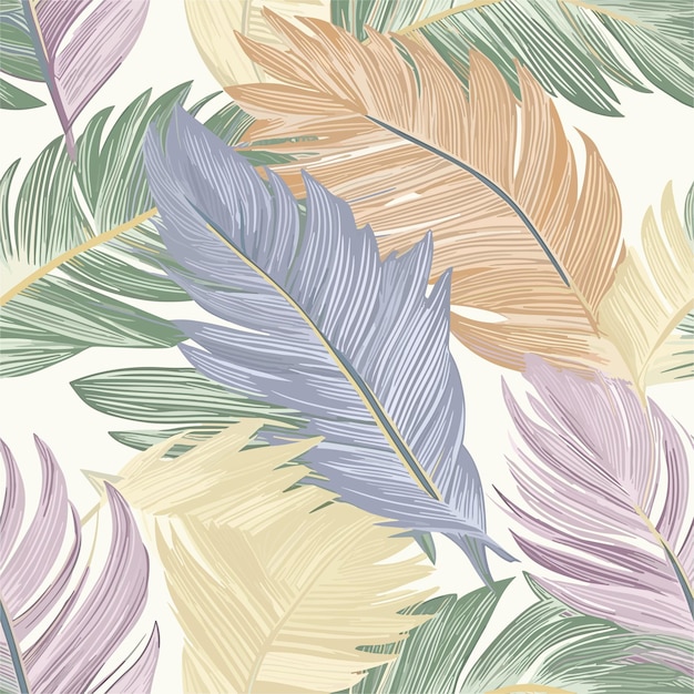 Seamless Colorful Tropical Leaves Pattern