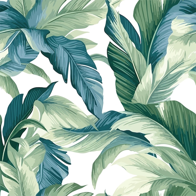 Seamless Colorful Tropical Leaves Pattern