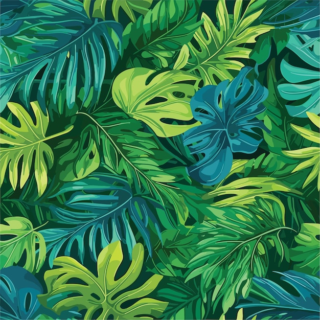 ベクトル シームレスなカラフルな熱帯の葉のパターン