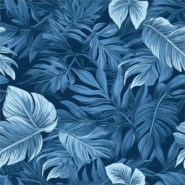Vector seamless colorful tropical leaves pattern