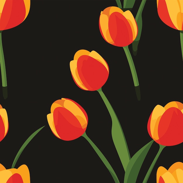 Vector seamless colorful tulip pattern