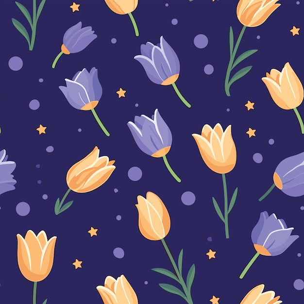 Seamless Colorful Tulip Pattern