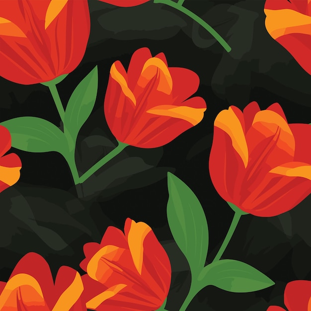 Seamless Colorful Tulip Pattern