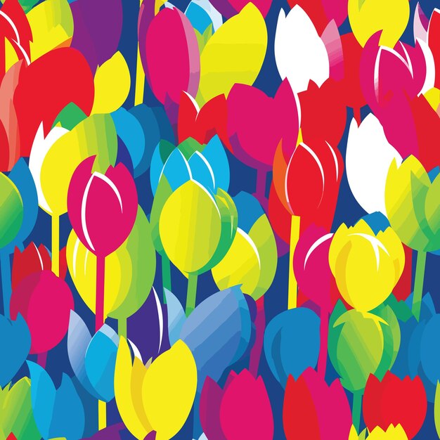 Seamless colorful tulip pattern