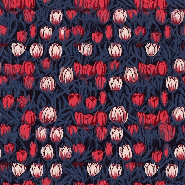 Seamless Colorful Tulip Pattern