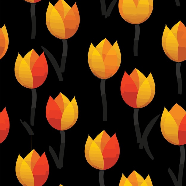 Seamless Colorful Tulip Pattern