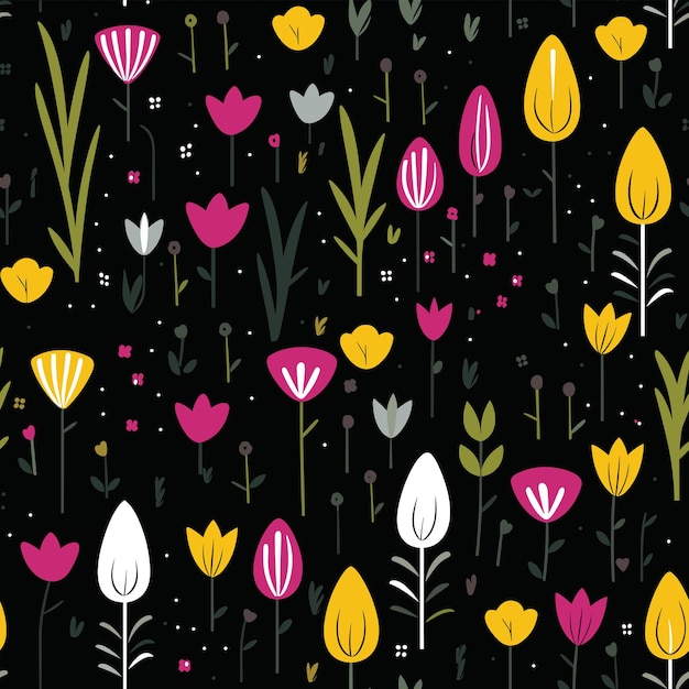 Seamless Colorful Tulip Pattern