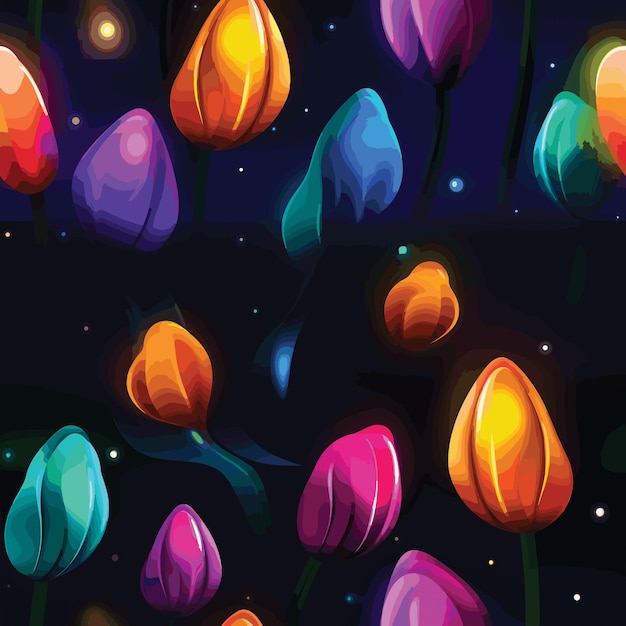 Vector seamless colorful tulip pattern