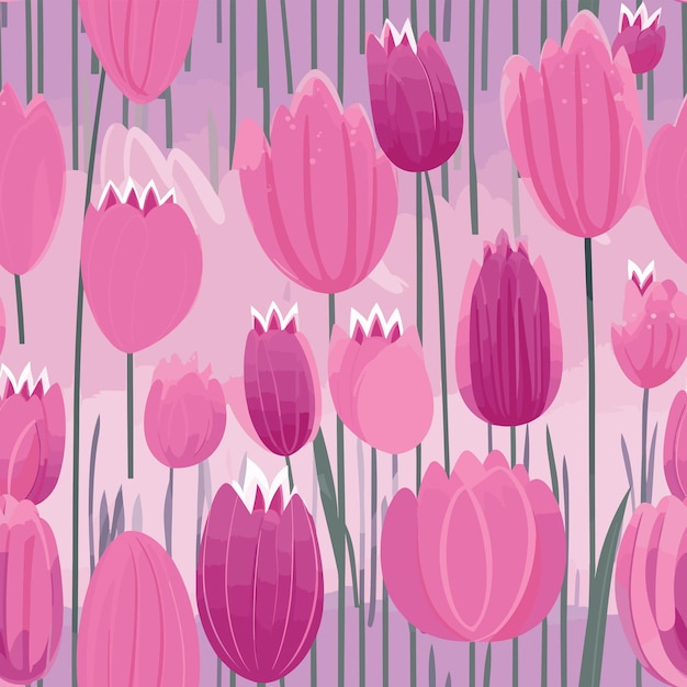 Seamless Colorful Tulip Pattern