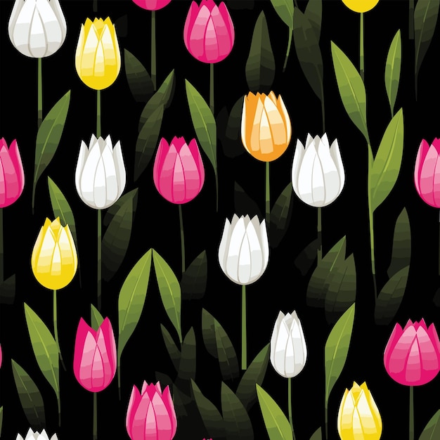 Seamless Colorful Tulip Pattern