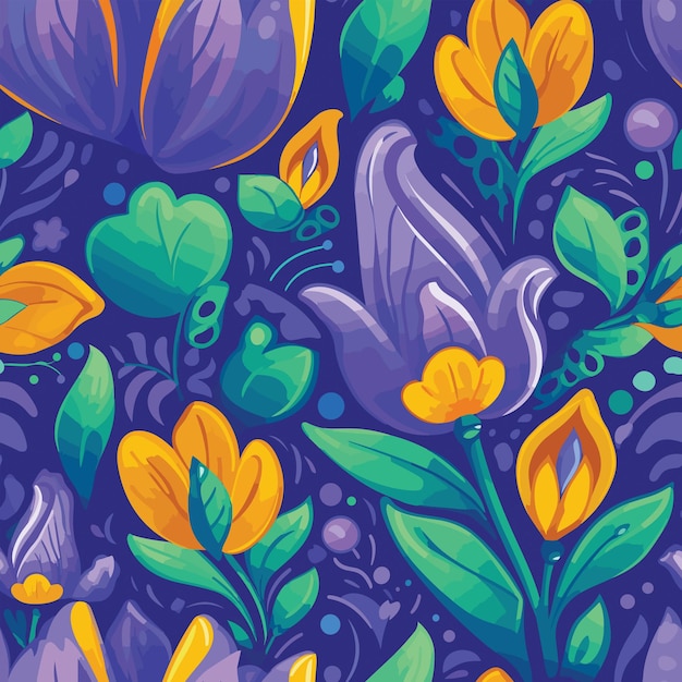 Seamless Colorful Tulip Pattern