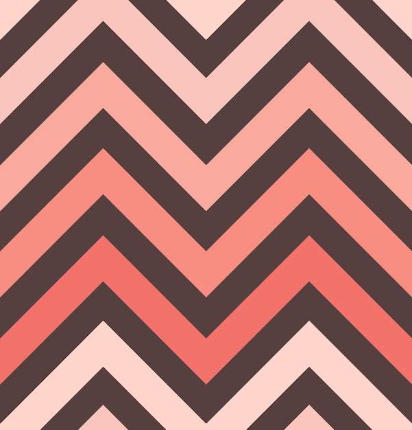 Vector seamless coral pink zigzag pattern design on brown background. vector illustration