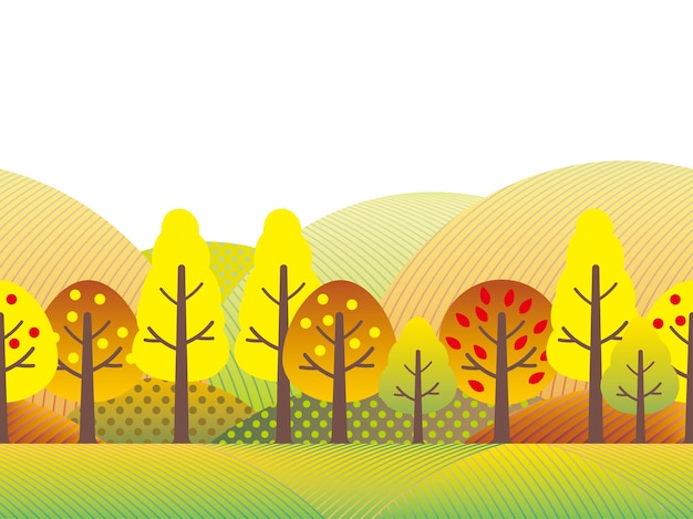 Vector seamless countryside landscape in autumn