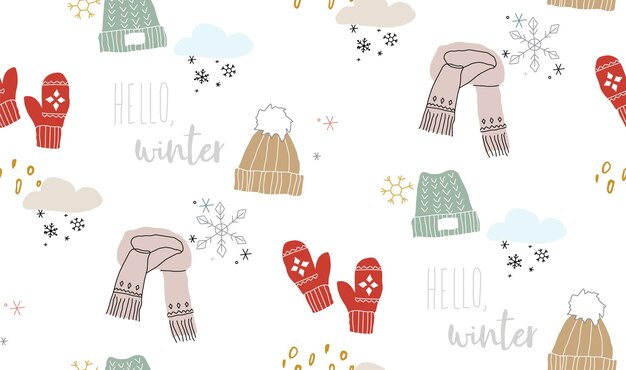 Vector seamless cozy winter pattern vector illustration