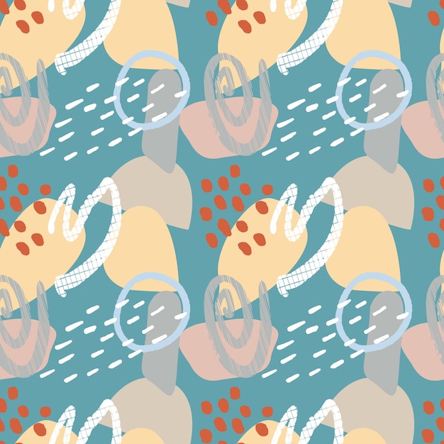 Seamless creative pattern of hand drawn abstract elements