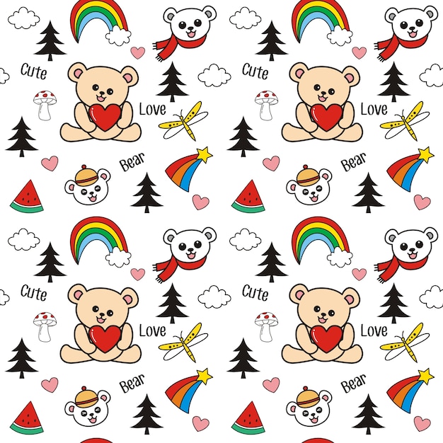 Seamless cute bear  pattern