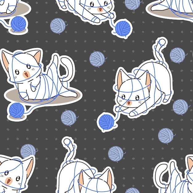 Seamless cute cat is naughty pattern.