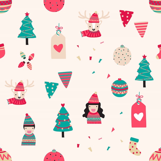 Seamless cute Christmas pattern