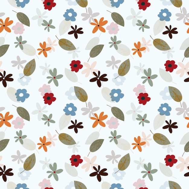 Seamless cute flower vintage style pattern background