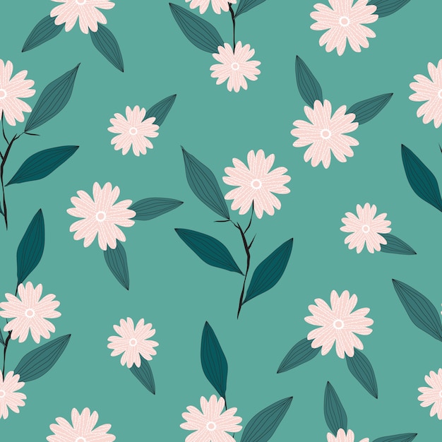 Seamless cute fresh floral pattern background